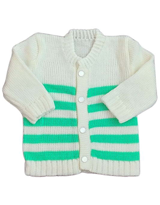 New Born Baby Woolen Knitted Sweater Round Neck-Green
