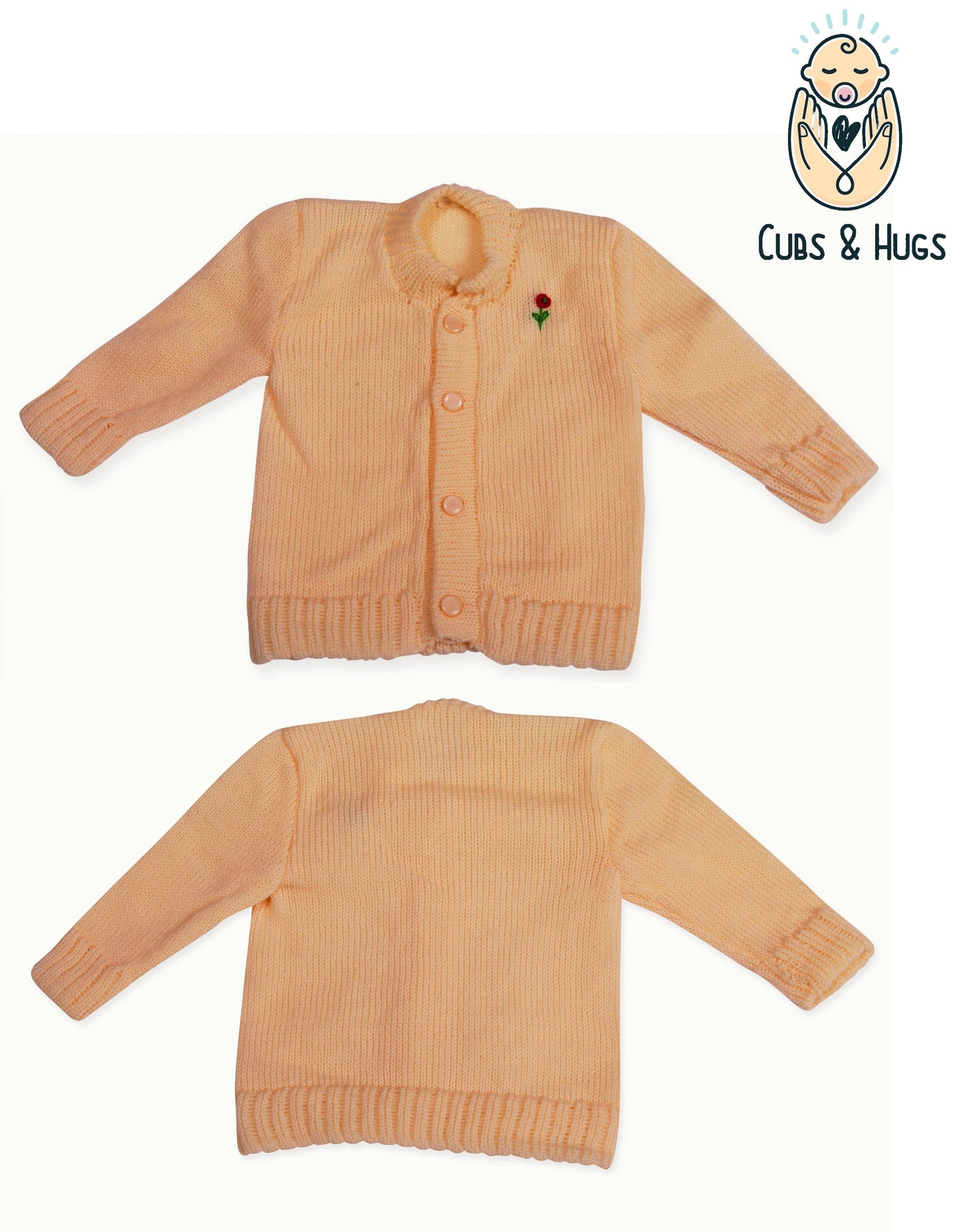 CUBS & HUGS Baby Sweater Front Open Round Neck Cardigan- Beige