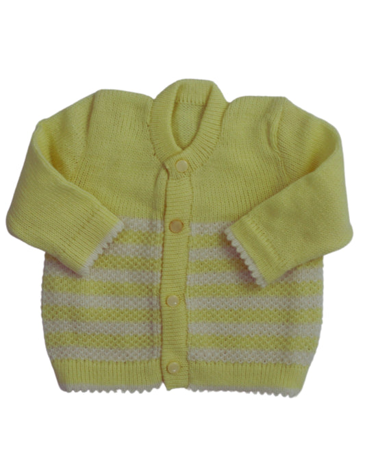 New Born Baby Woolen Knitted Sweater Round Neck-Lemon