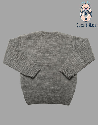 Full Sleeves Baby Woolen Sweater Pullover Cardigan- Grey