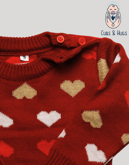 Full Sleeves Baby Woolen Sweater Pullover Cardigan- Heart