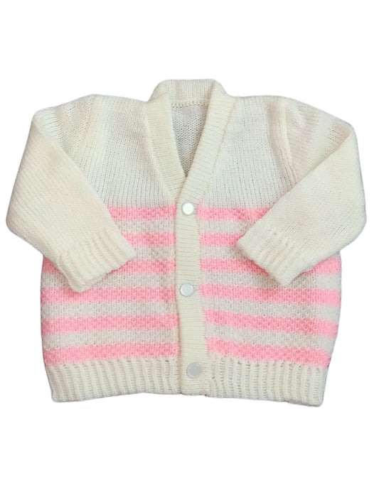 New Born Baby Woolen Knitted Sweater V-Neck-Pink