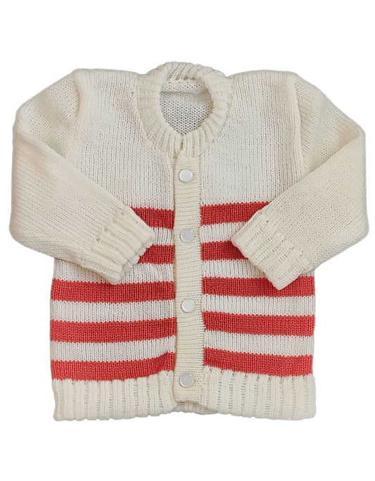 New Born Baby Woolen Knitted Sweater Round Neck-Brown