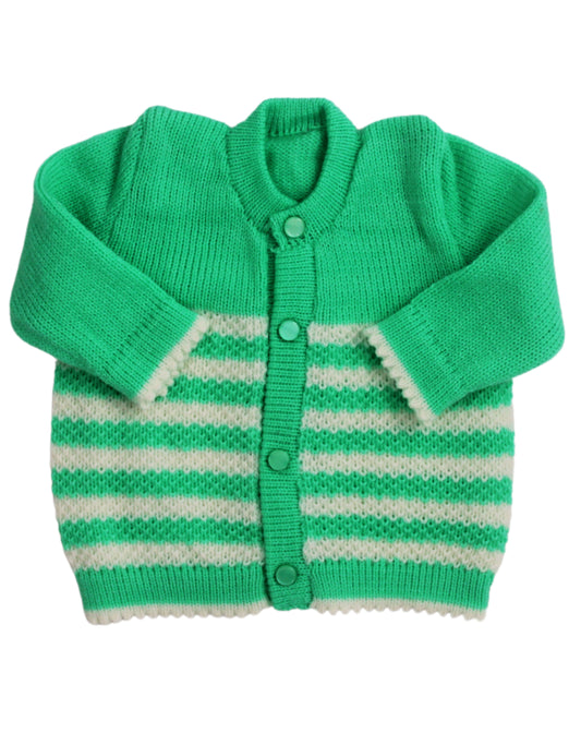 New Born Baby Woolen Knitted Sweater Round Neck - Green