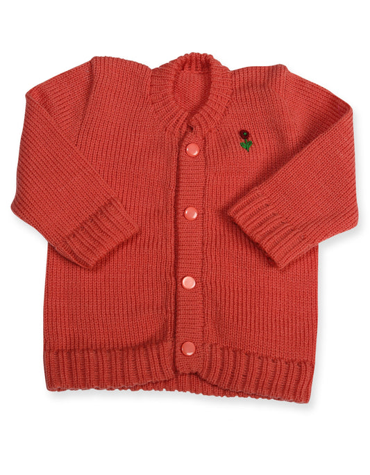 CUBS & HUGS Baby Sweater Front Open Round Neck Cardigan- Brown