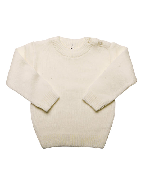 Full Sleeves Baby Woolen Sweater Pullover Cardigan- White