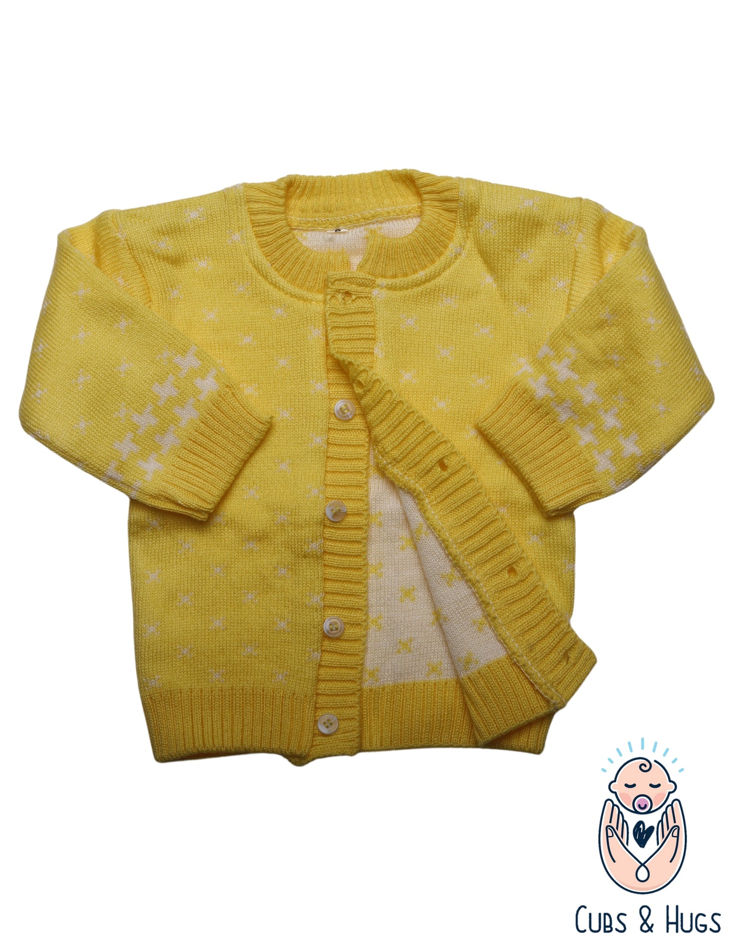 CUBS & HUGS Baby Girls Boys Woolen Round Neck Cardigan Sweater-Mango