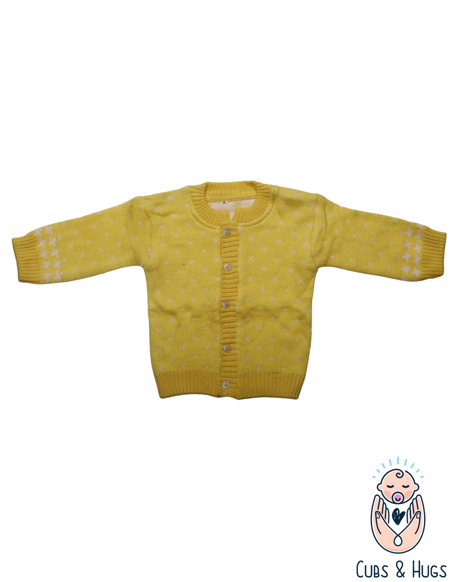 CUBS & HUGS Baby Girls Boys Woolen Round Neck Cardigan Sweater-Mango