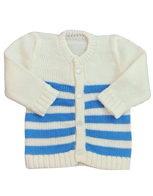 New Born Baby Woolen Knitted Sweater Round Neck-Blue
