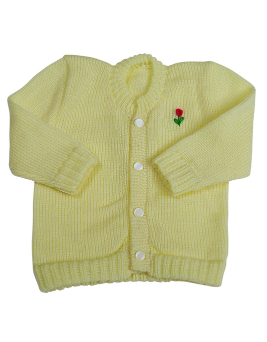 CUBS & HUGS Baby Sweater Front Open Round Neck Cardigan- Lemon