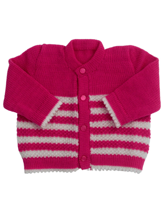 New Born Baby Woolen Knitted Sweater Round Neck-Strawberry