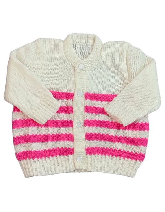 New Born Baby Woolen Knitted Sweater V-Neck-Strawberry