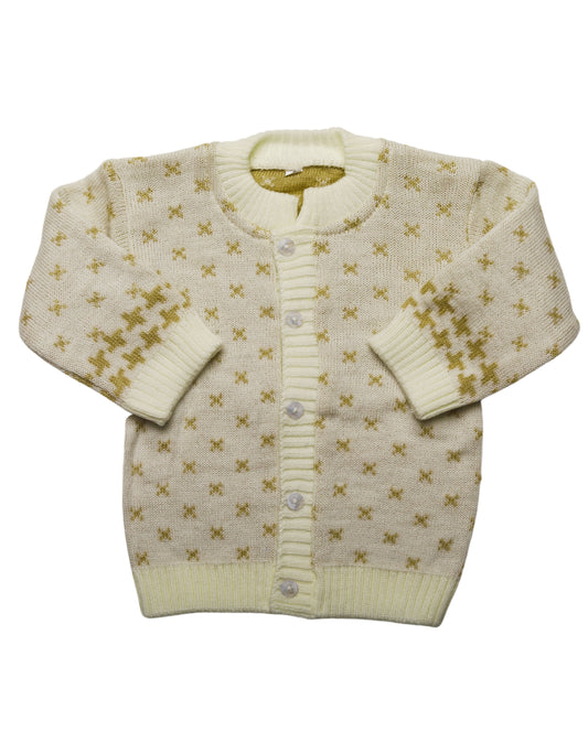 CUBS & HUGS Baby Girls Boys Woolen Round Neck Cardigan Sweater-Beige