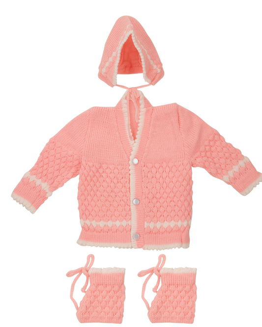 Knitted Baby Sweater Warm and Cozy- Pink