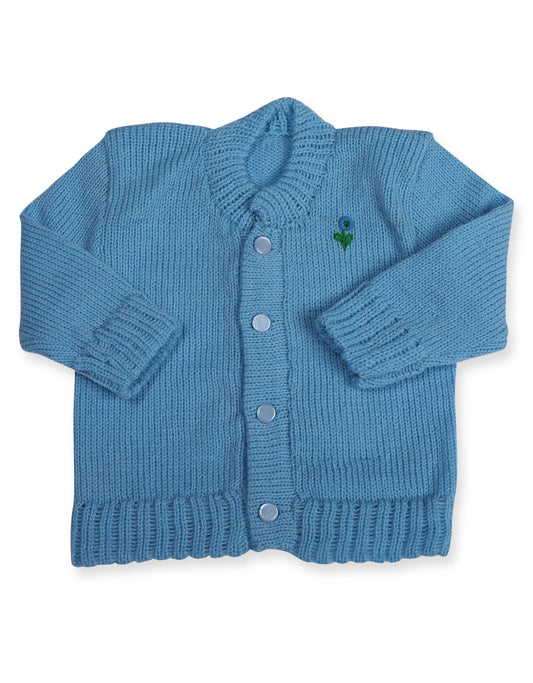 CUBS & HUGS Baby Sweater Front Open Round Neck Cardigan- Blue