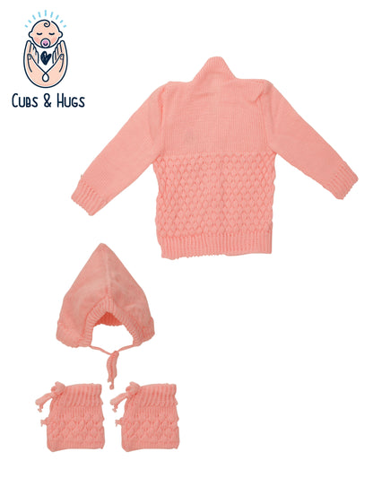 Soft Knitted Baby Sweater Warm and Cozy- Pink