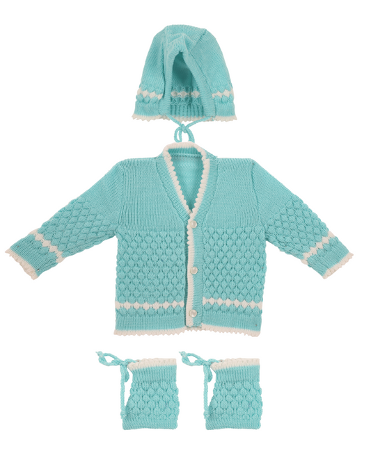 Knitted Baby Sweater Warm and Cozy- Turquoise
