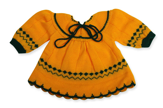 Baby Knitted Woolen Frock- Gold
