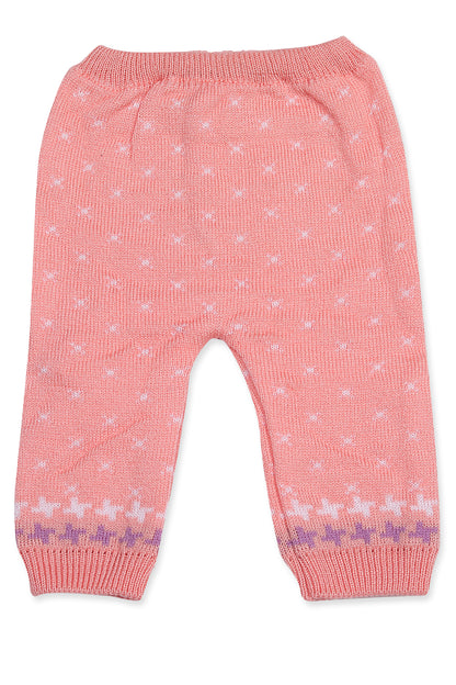 Baby Knitted Sweater, Leggings, Cap & Booties Full Suit- ABC 123 (4 Pcs) Pink