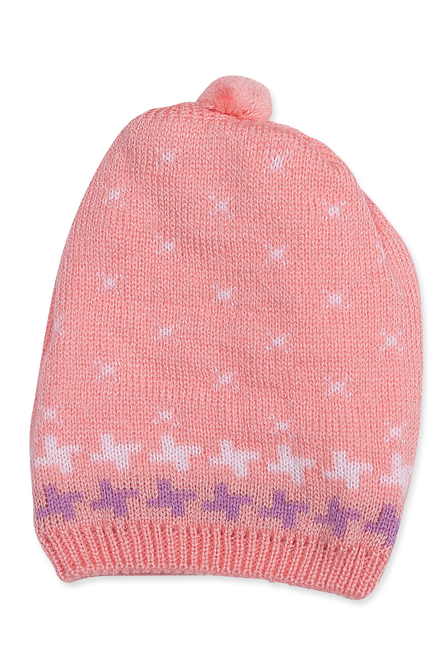 Baby Knitted Sweater, Leggings, Cap & Booties Full Suit- ABC 123 (4 Pcs) Pink