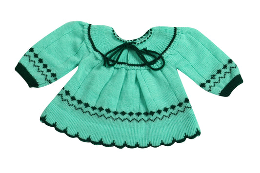 Baby Knitted Woolen Frock- Green