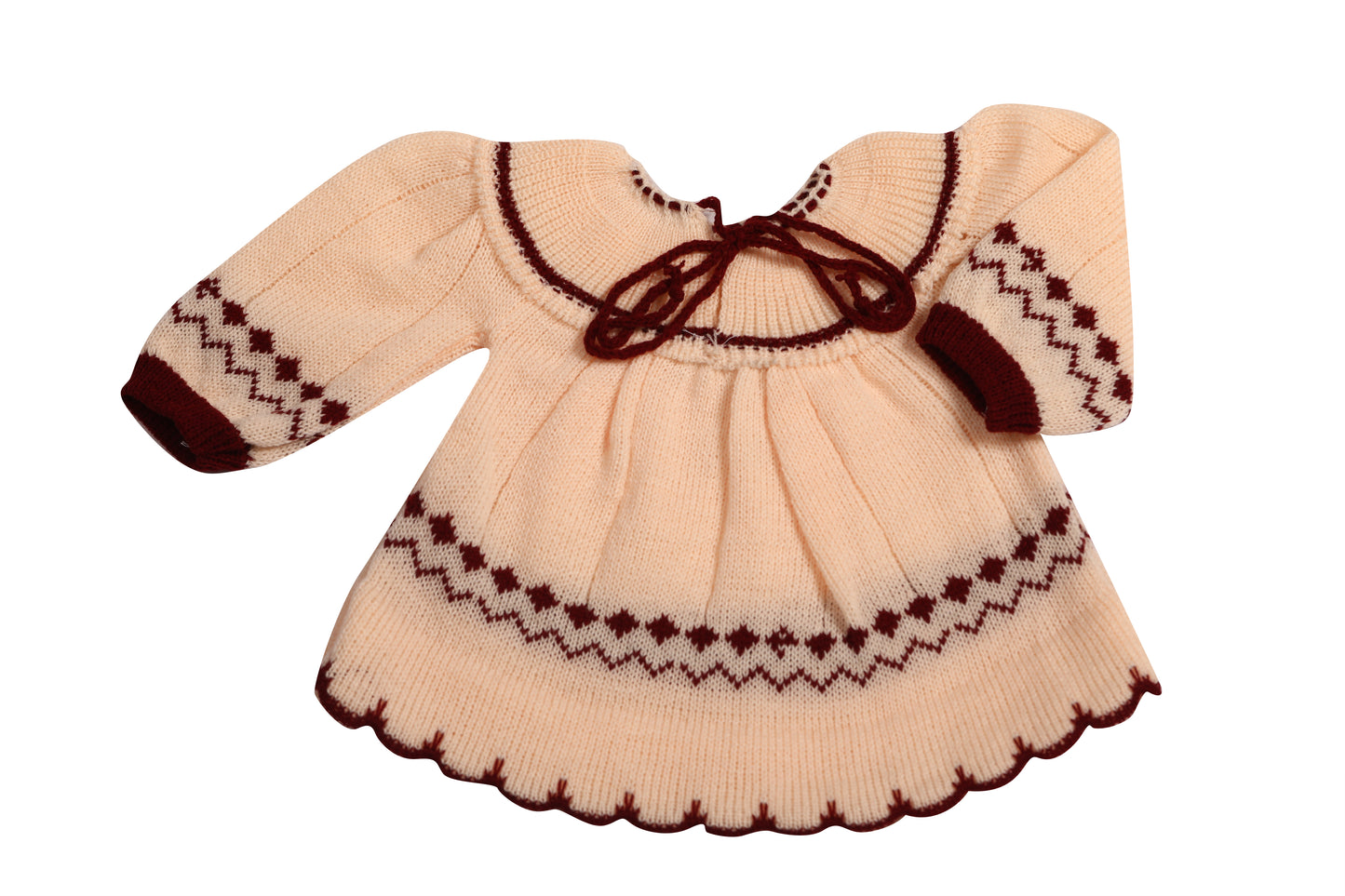 Baby Knitted Woolen Frock- Beige