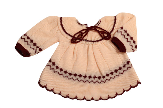 Baby Knitted Woolen Frock- Beige