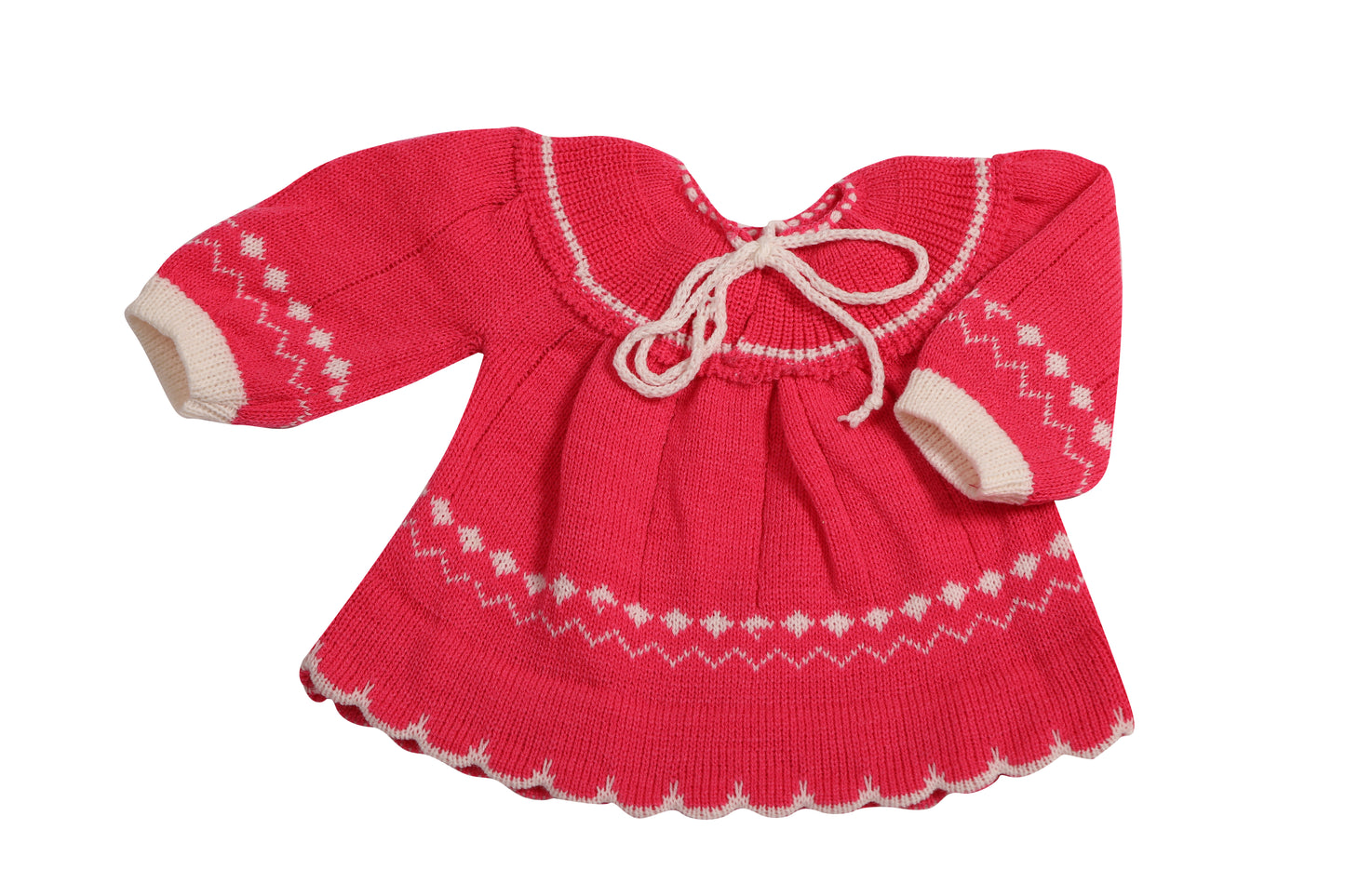 Baby Knitted Woolen Frock- Strawberry