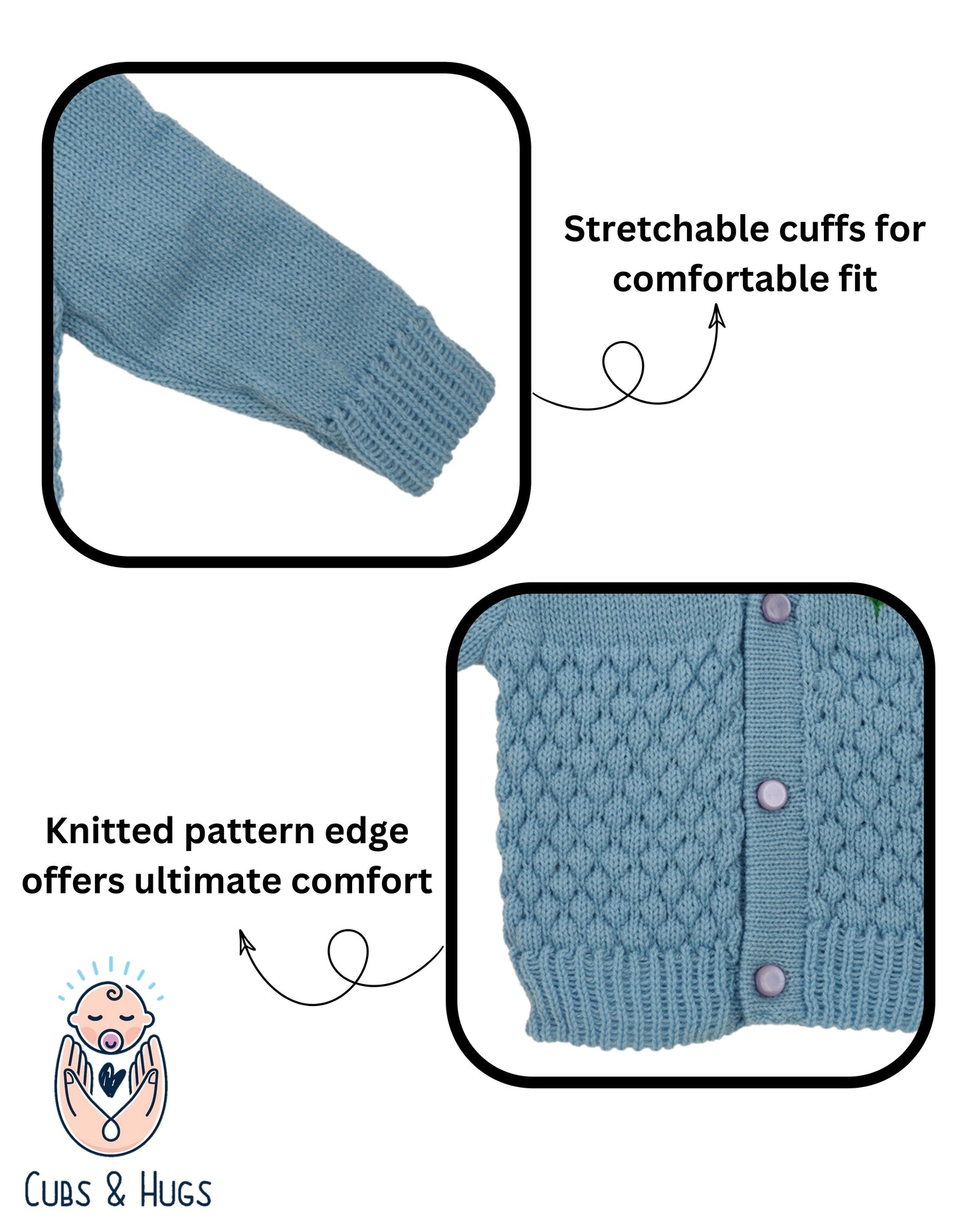 Soft Knitted Baby Sweater Warm and Cozy- Blue