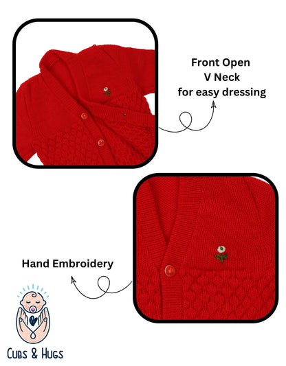 Soft Knitted Baby Sweater Warm and Cozy- Red