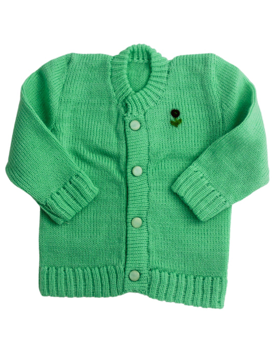 CUBS & HUGS Baby Sweater Front Open Round Neck Cardigan- Green