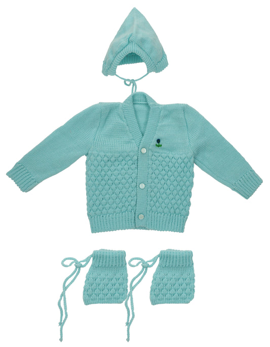 Soft Knitted Baby Sweater Warm and Cozy- Turquoise