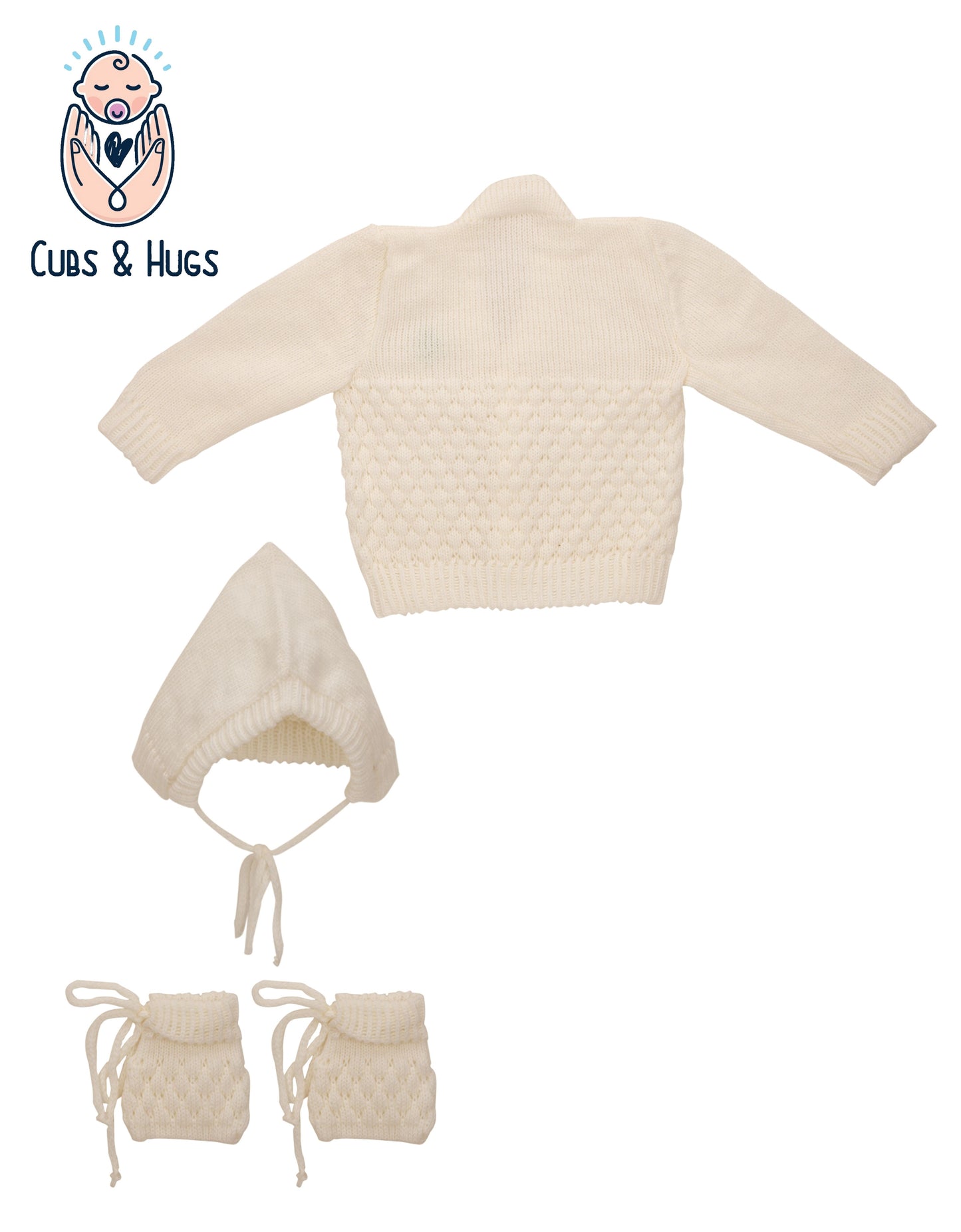 Soft Knitted Baby Sweater Warm and Cozy- White