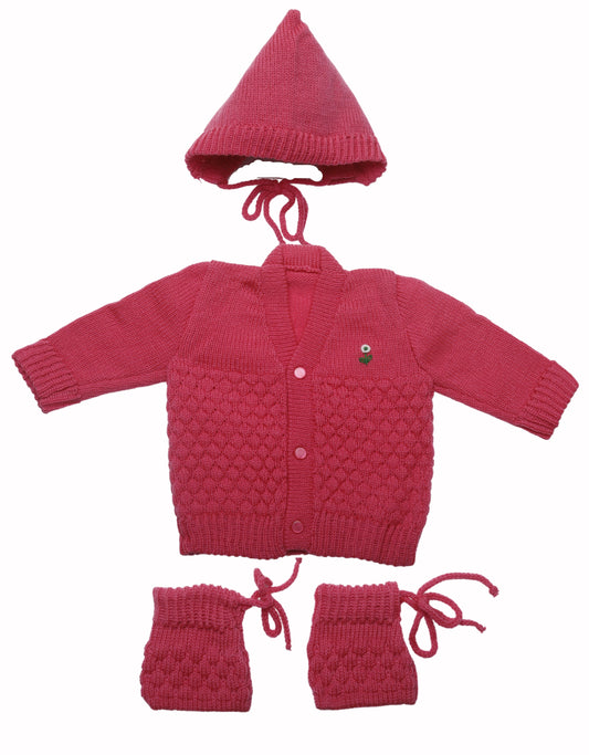 Soft Knitted Baby Sweater Warm and Cozy- Strawberry