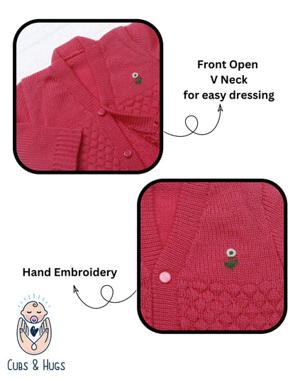 Soft Knitted Baby Sweater Warm and Cozy- Strawberry