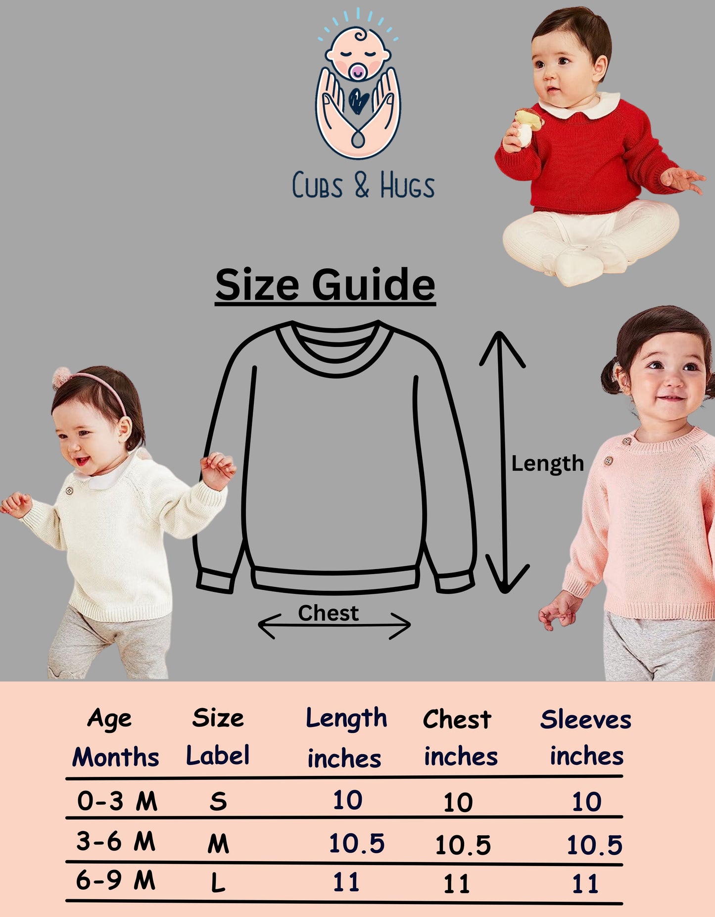 Full Sleeves Baby Woolen Sweater Pullover Cardigan- Pink